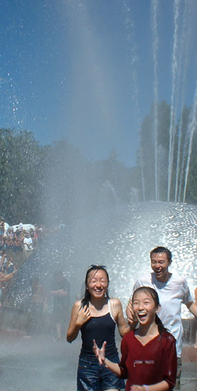 All three of us completely soaked.