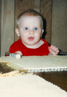 Jake is ready to eat dinner.