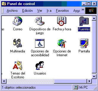 Doble Click en Fuentes.