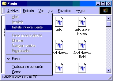 Primeru vamos a Archivo ya llueu a Instalar Nueva Fuente.