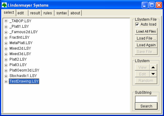 LSystem Selection Dialog