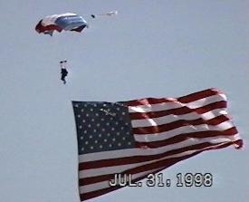 Parachutist with a flag