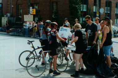 (2 racers checking in at one of the checkpoints)