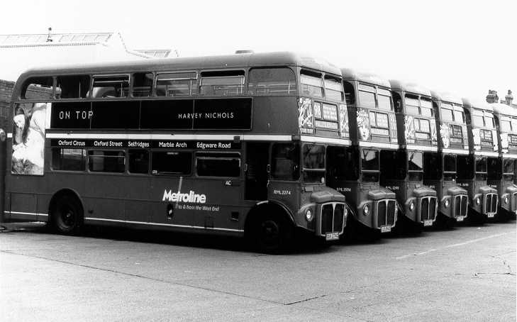 Number 98 Routemasters in Willesden Garage