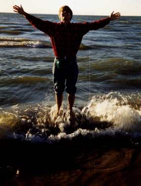 Pavel jumping in the waves