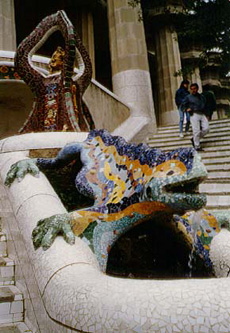 A mosaic dragon in Parc Gell