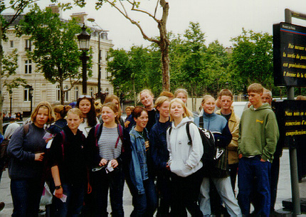 Part of the group by the Arch of Triumph in Paris