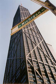 The John Hancock building on North Michigan Avenue