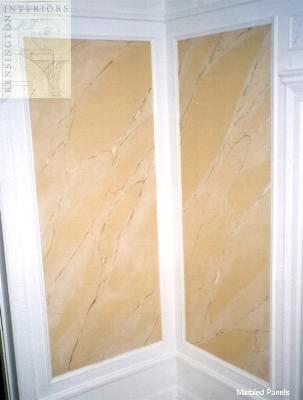 marbled panels in a dining room