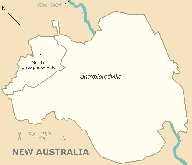 [Country map of Unexploredville]