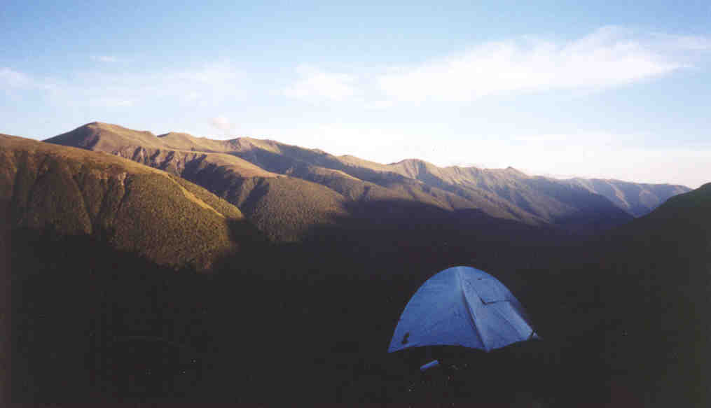 Campsite overlooking Lewis Pass