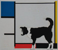 Piet Mondrian and a Black and White Dog