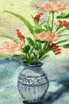 Pink Flowers In Czech Vase