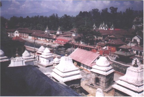 Looking out of the holy city onto Baktapur