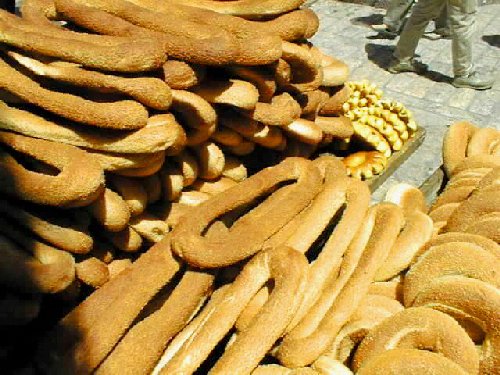 Close-up of bread cart