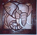 Intarsia Elephant in frame