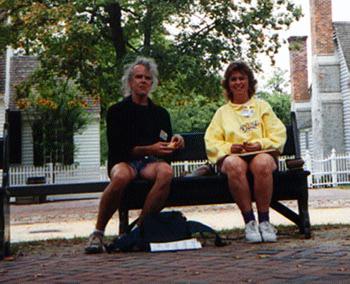 Lois and I eating bread and cheese.