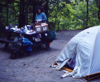 Jacky packing up in morning.