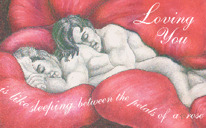 Love's Rose  lovers sleep between the petals of a rose