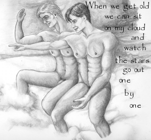 Love for Tomorrow.  lovers sitting on a cloud 2