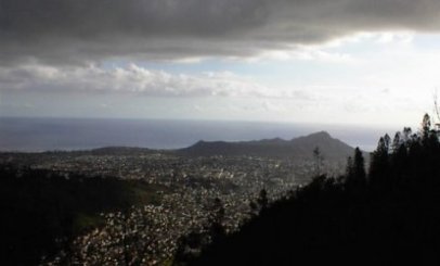 Kaimana Hila (Diamond Head) from above Palolo Valley.