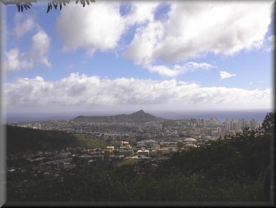 Hiking along Manoa Cliffs Trail, O'ahu, February, 2000