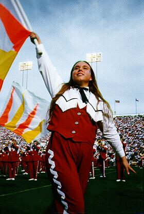 the most awesome halftime shot ever.  Carole and her flag