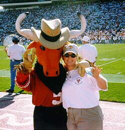 me and Hook'Em, our mascot