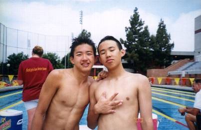 Me and Chris (who is acting gay...hehe) at USC swimmin pool