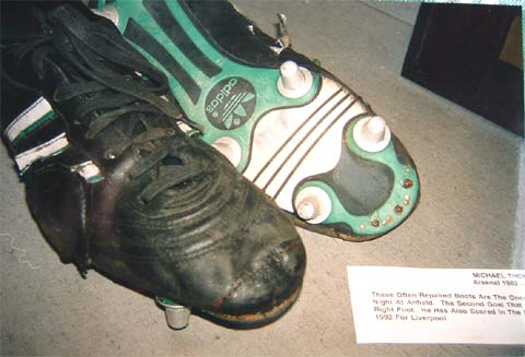 michael thomas's boots from 1989 championship decider game v liverpool