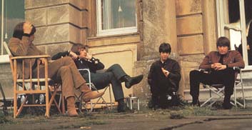 The Beatles relax at Clivedon during the filming of 'Help', 1965