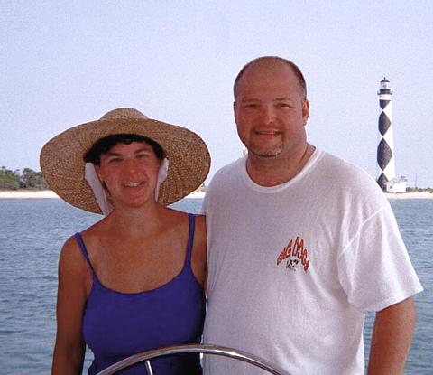 On our yacht near the Cape Lookout Lighthouse...OK, it's not really our yacht.