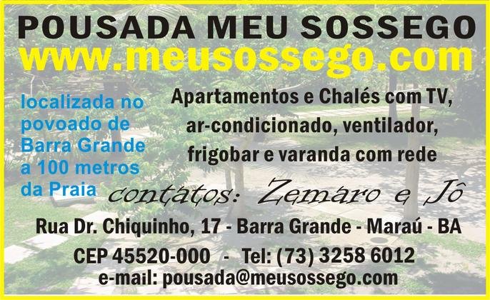 Cartão de Visita da Pousada Meu Sossego (verso)