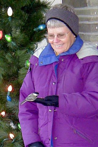 Barb & chickadee at home