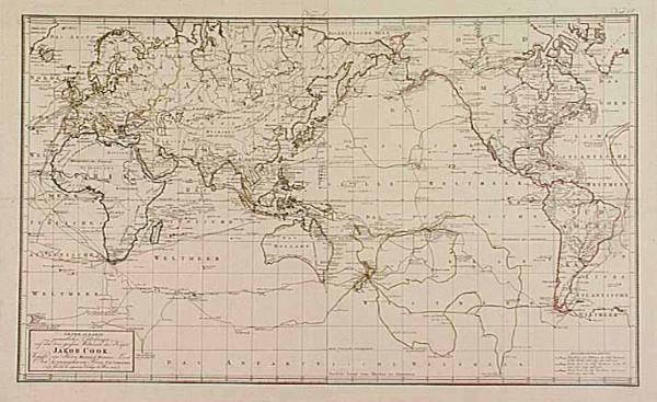 Map of Cook's voyages.