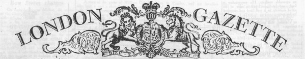 Banner of the London Gazette, circa 1768.