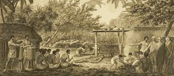 A human sacrifice in Tahiti