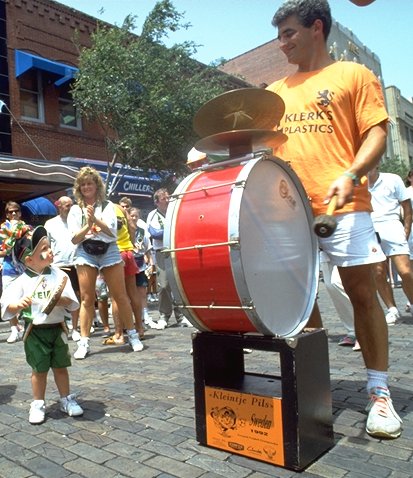 Dutch Brass Band, with the smallest Irish fan. Copyright Michel Guntern