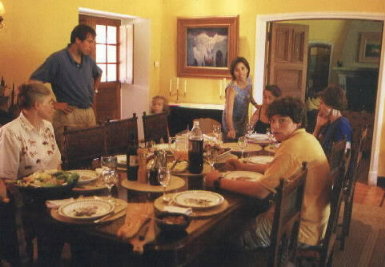 sitting down for lunch in the dining room