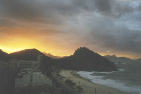 Sunset over Copacabana Beach in Rio