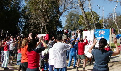 outdoor aerobics on Sunday morning