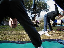 Artie at an outdoor yoga class