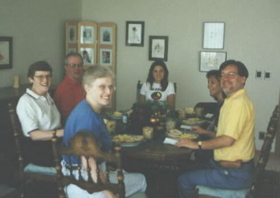 enjoying dinner at home in our apartment