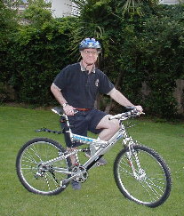 Artie with his new bike on our first ride.