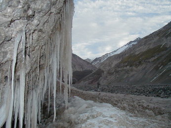 icicles along the riverbed