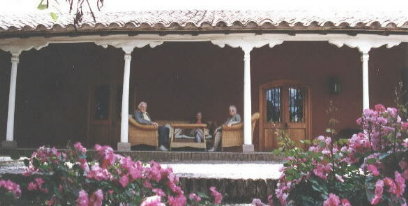 relaxing on the veranda at Santa Rita