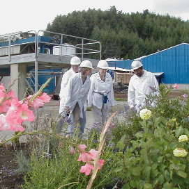 admiring the flowers at the Gelymar Plant