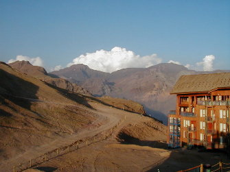 A summer view of Valle Nevado ski center