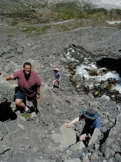 climbing the rocks