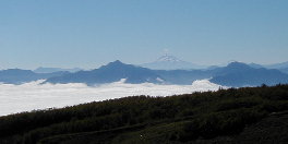 looking down from high on the volcano